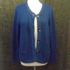 Navy Blue Knit Button Up Sweater Eddie Bauer